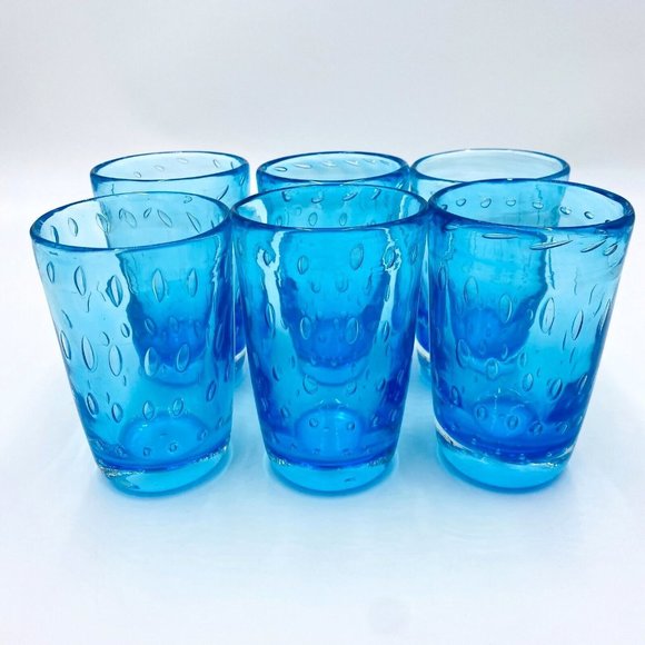 Unbranded | Dining | Heavy Hand Blown Turquoise Glass Juice Drinking ...
